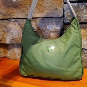 Nice Authentic Prada Small Green Handbag